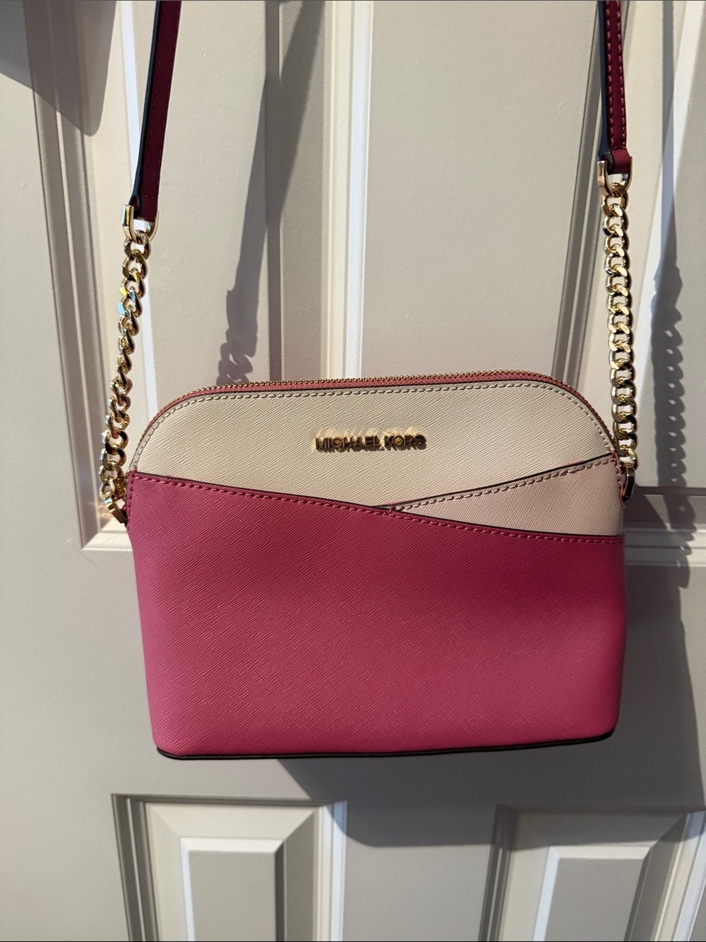 Michael Kors Two-Tone Pink and Beige Crossbody